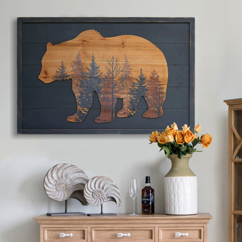 Millwood Pines Rustic Wood Grizzly Bear Wall Décor & Reviews Wayfair